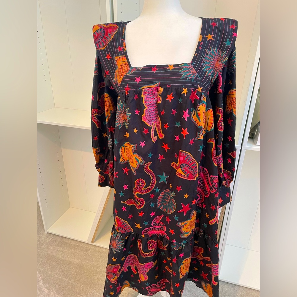 FARM Rio Black Animal Sky Dress